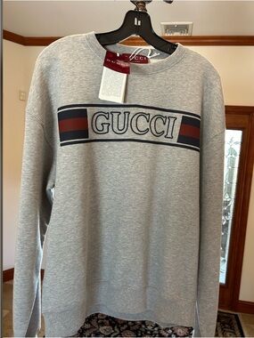 Men’s Gucci jersey cotton sweatshirt, prominent retro style embroidery size XXXL